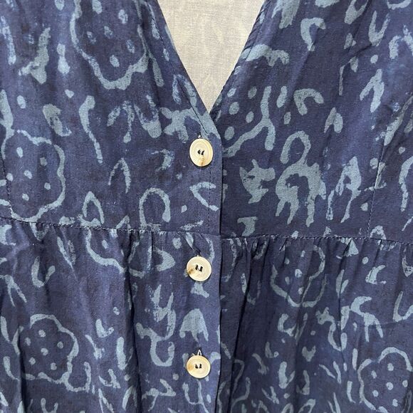 Natural Life Avery Midi Dress Women’s Large Navy Blue Shibori Tie-Dye Button - Picture 5 of 8